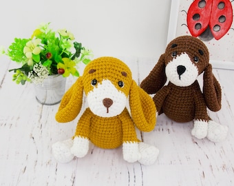 かぎ針編みの犬の編み図：ぬいぐるみ（PDFパターン）