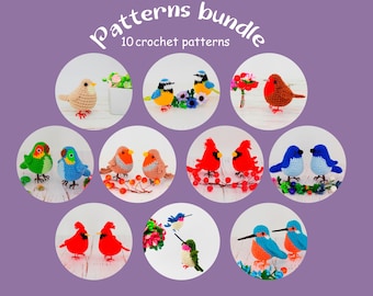 Set haakpatronen / vogels / 10 ontwerpen /
