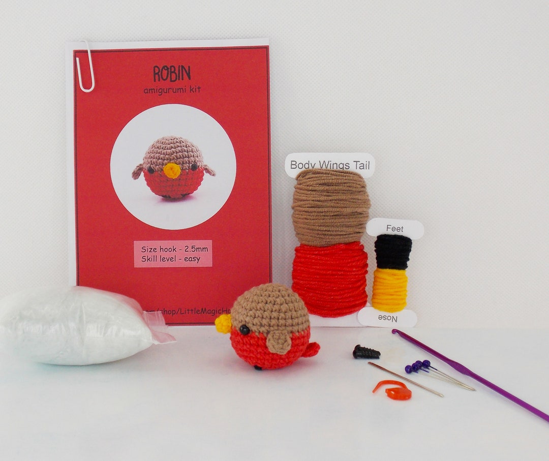 DIY Amigurumi Crochet Kit Little Bird Robin / Craft Project Crochet