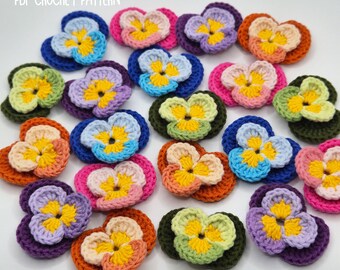 Padrão de crochê para flor de amor-perfeito: flores decorativas (padrão em PDF)