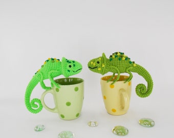 Gehaakt kameleonpatroon: amigurumi-dier (pdf-patroon)