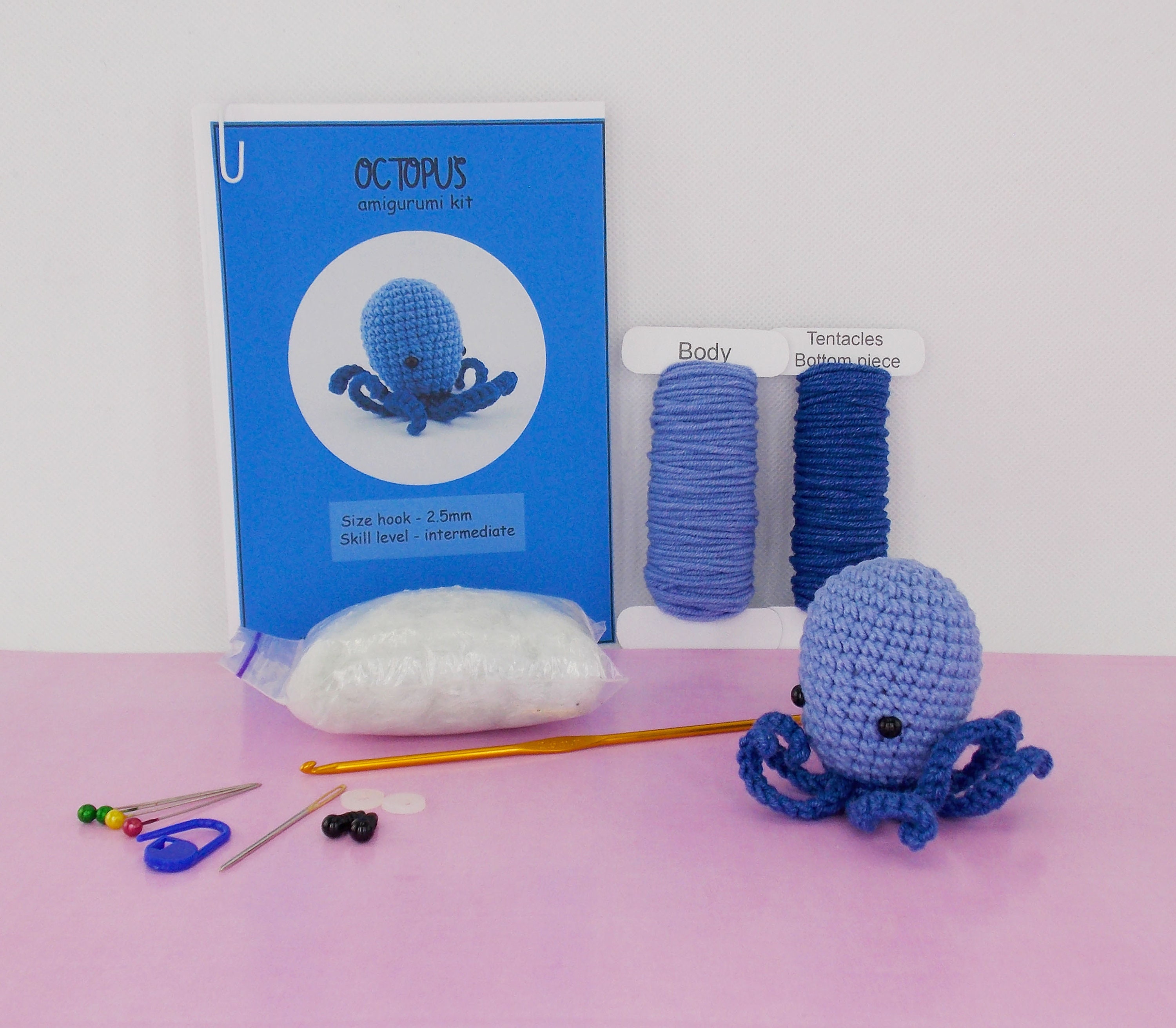 Sport Guy Store Crochet Kit for Beginners Small Octopus Crochet Knitting  Kit Adorable Animal Crochet Starter Pack with 5 Colors Thread Crochet Kit  Crochet Starter Pack for Kids