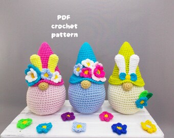 Haakpatroon amigurumi kabouter / bloemenkabouter / paaskabouters /