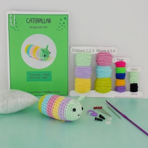 DIY amigurumi crochet kit little caterpillar / craft project crochet caterpillar / image 1