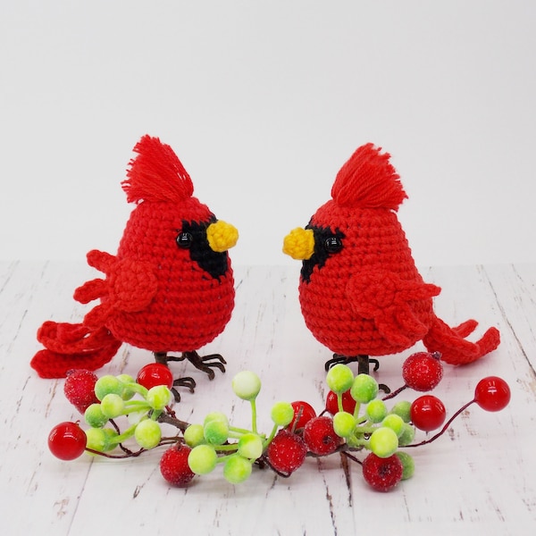 Amigurumi crochet pattern bird cardinal / crocheted cardinal / amigurumi birds / crochet pattern cardinal /