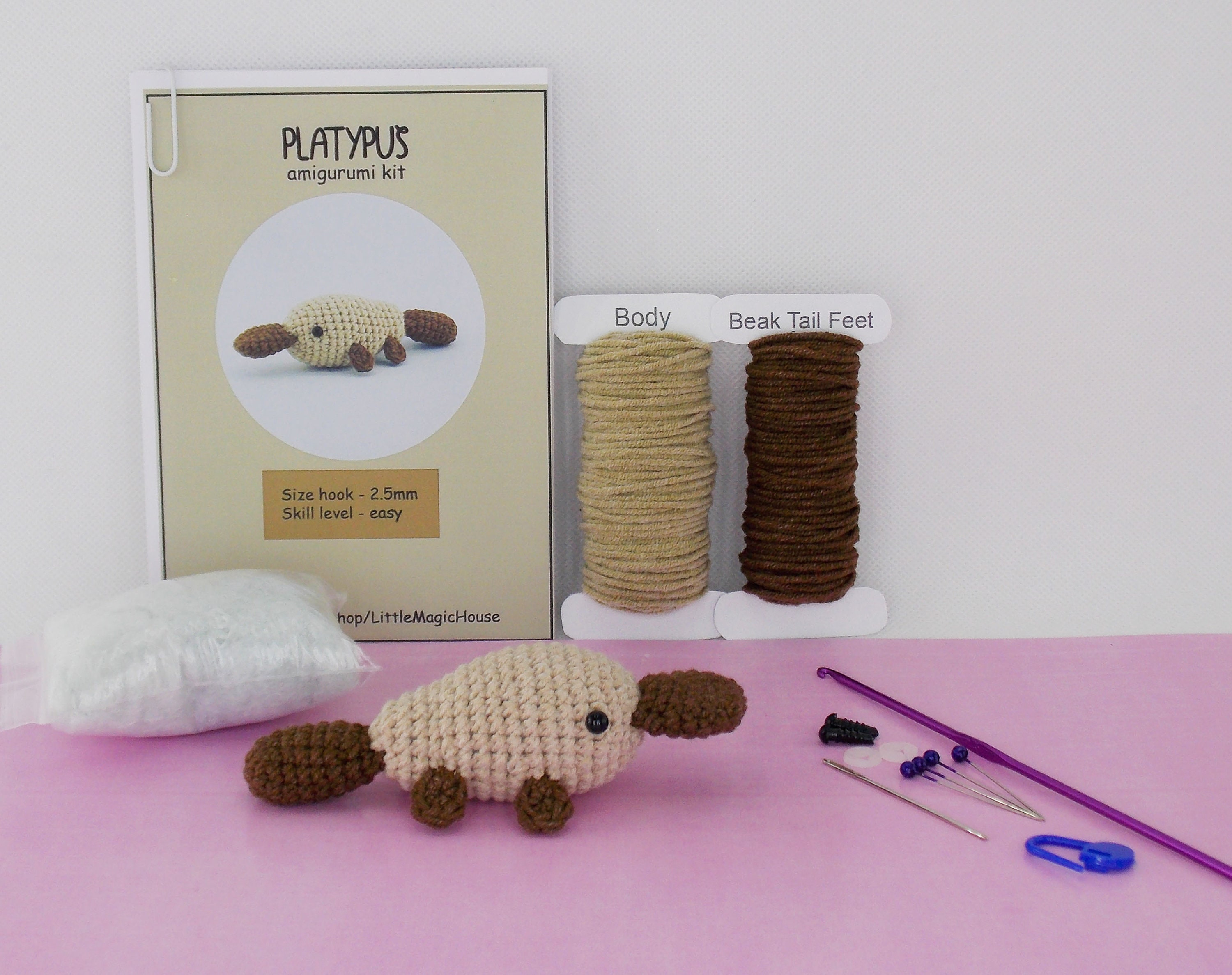 DIY Amigurumi Crochet Kit Little Platypus / Craft Project Crochet Platypus/  Handmade Platypus / 