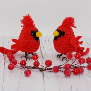 Amigurumi crochet pattern bird cardinal / crocheted cardinal / amigurumi birds / crochet pattern cardinal /