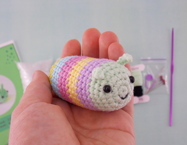 DIY amigurumi crochet kit little caterpillar / craft project crochet caterpillar / image 7