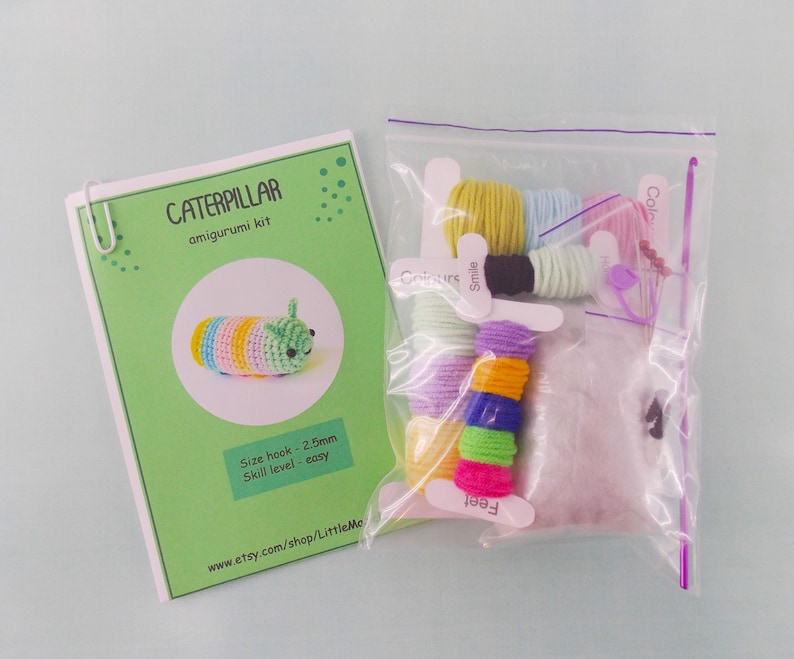 DIY amigurumi crochet kit little caterpillar / craft project crochet caterpillar / image 4