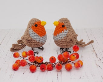 Amigurumi crochet pattern bird robin / crocheted robin / amigurumi birds / crochet pattern cardinal /