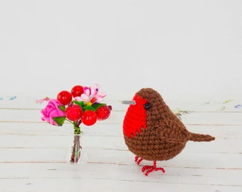 Amigurumi crochet pattern bird robin / crocheted robin / amigurumi birds / crochet pattern cardinal /