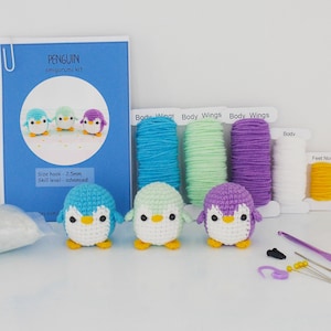 DIY amigurumi crochet kit little penguin  / craft project crochet penguin / amigurumi penguin /