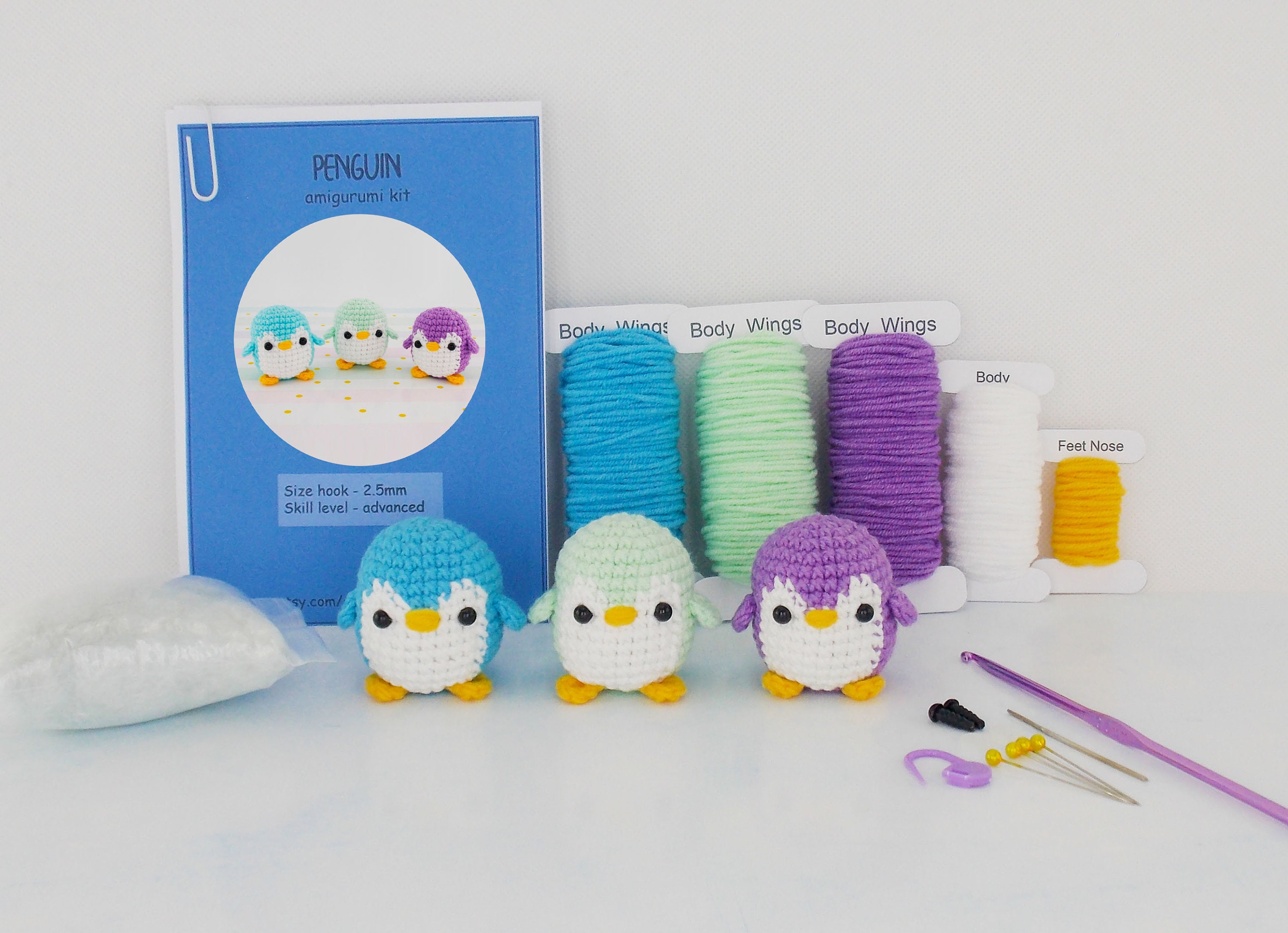 Beginner Learn to Crochet Kit Penguin by the Woobles Easy Crochet Starter  Kit Crochet Plushie Kit Amigurumi Kit DIY Craft Kit Gift 