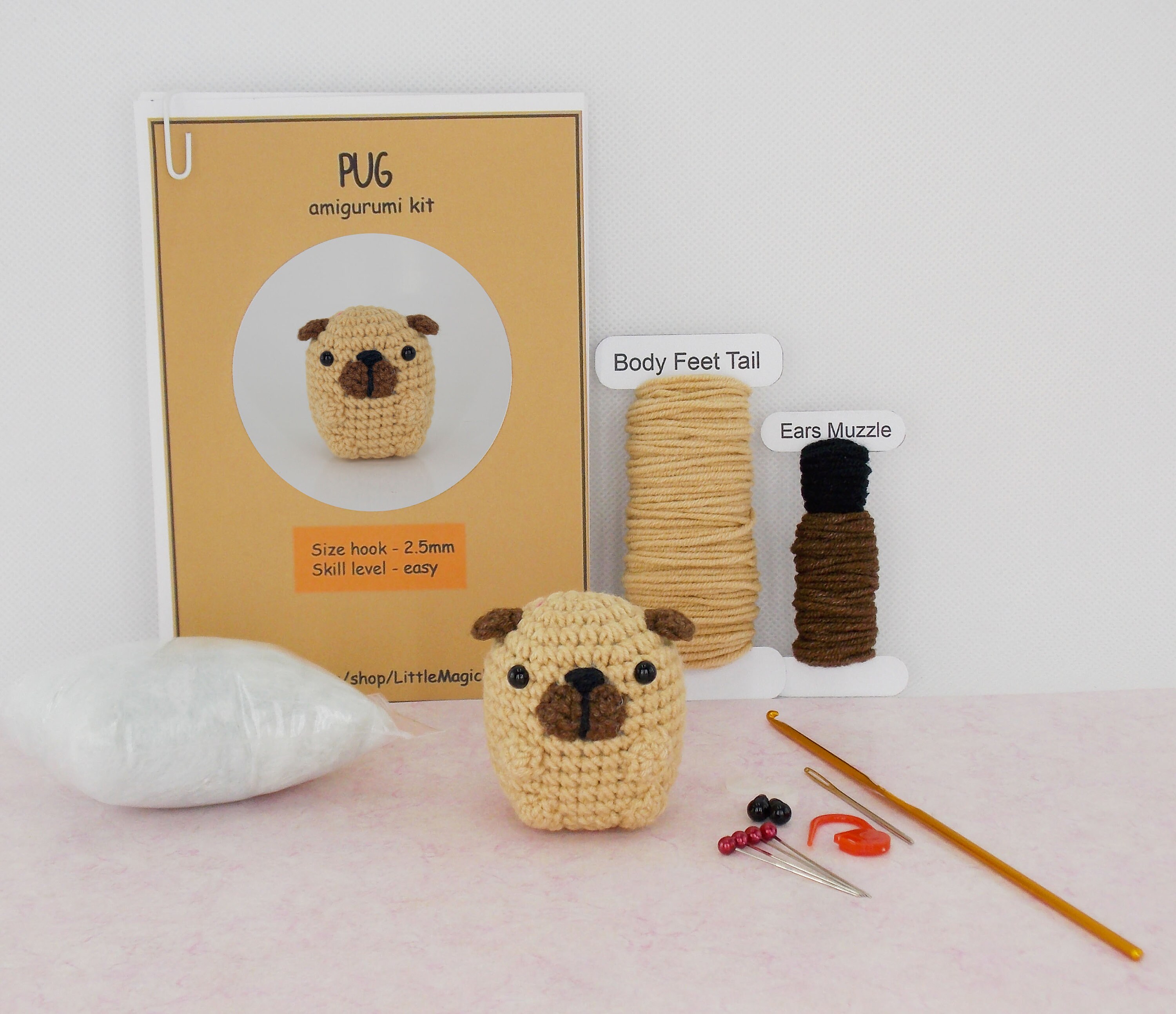 Buy DIY Amigurumi Crochet Kit Little Pug / Craft Project Crochet