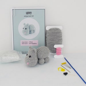 DIY amigurumi crochet kit little hippo / craft project crochet hippo / hippo /