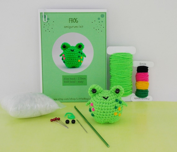 DIY Amigurumi Crochet Kit Little Frog / Craft Project Crochet Frog / Kit  Frog / 