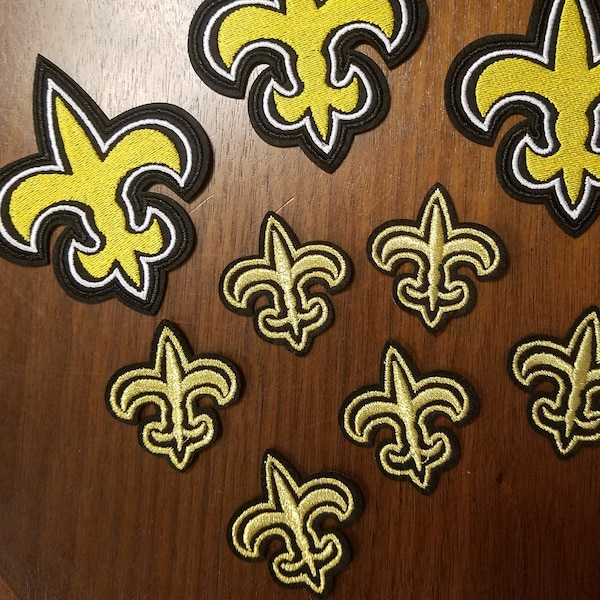 New Black Gold Fleur-de-lis embroidered patch Large or Small