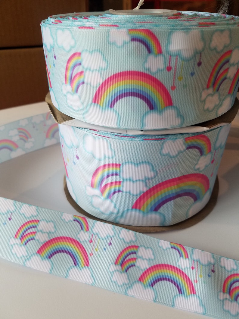 Rainbow Cloud Grosgrain Ribbon THREE Yard Lot