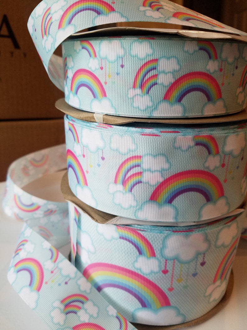 Rainbow Cloud Grosgrain Ribbon THREE Yard Lot