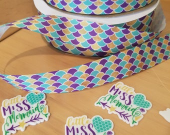 Little Miss Mermaid ribbon THREE yard lot and Resins Three lot set