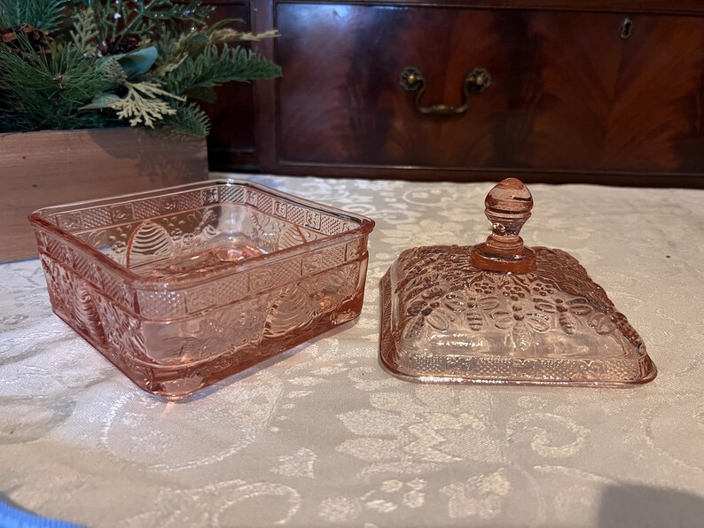Pink Tiara Honey Bee Candy Dish by Indiana Glass Company Etsy
