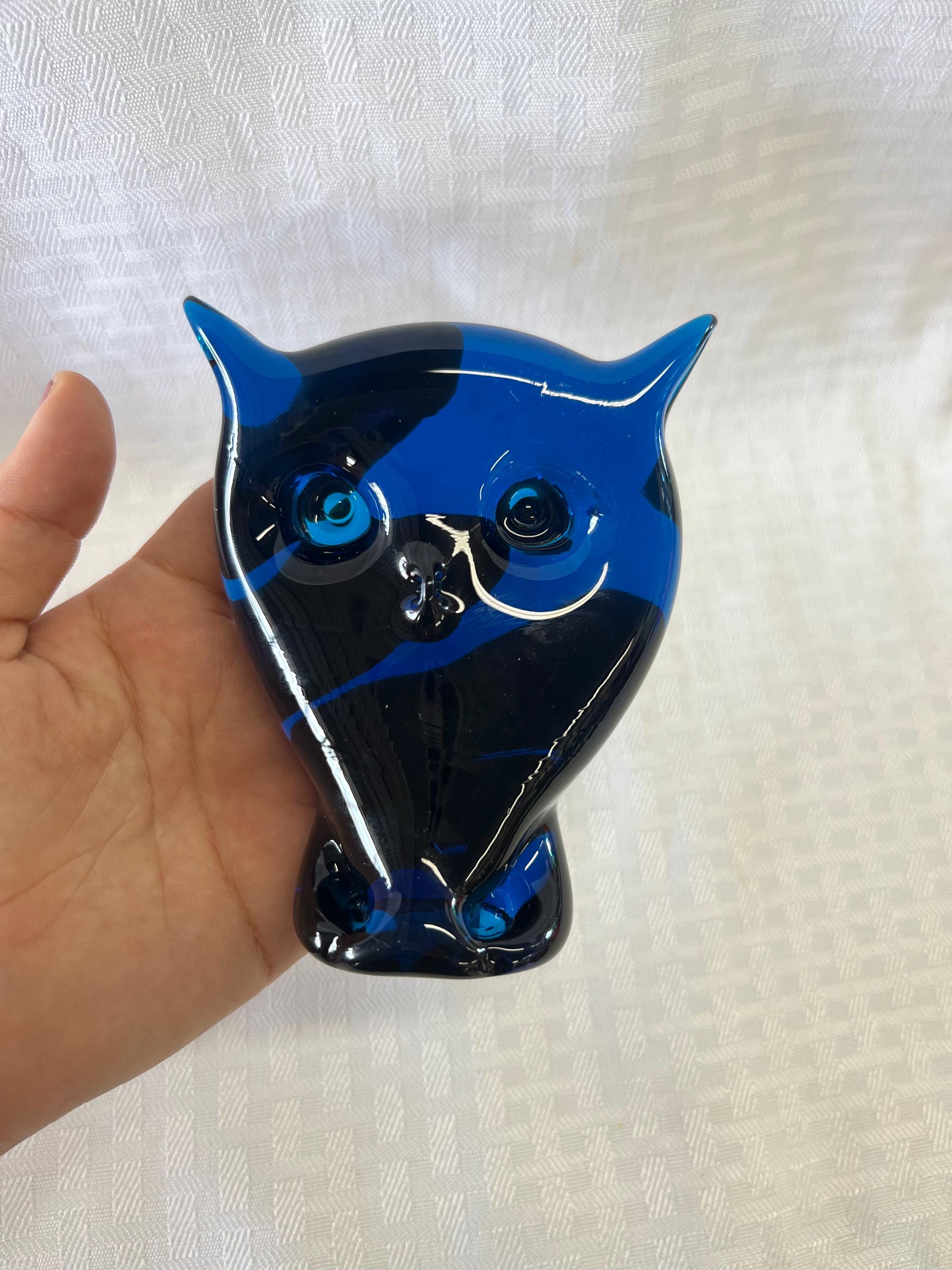 Viking Glass Cobalt Blue Owl figure /paperweight