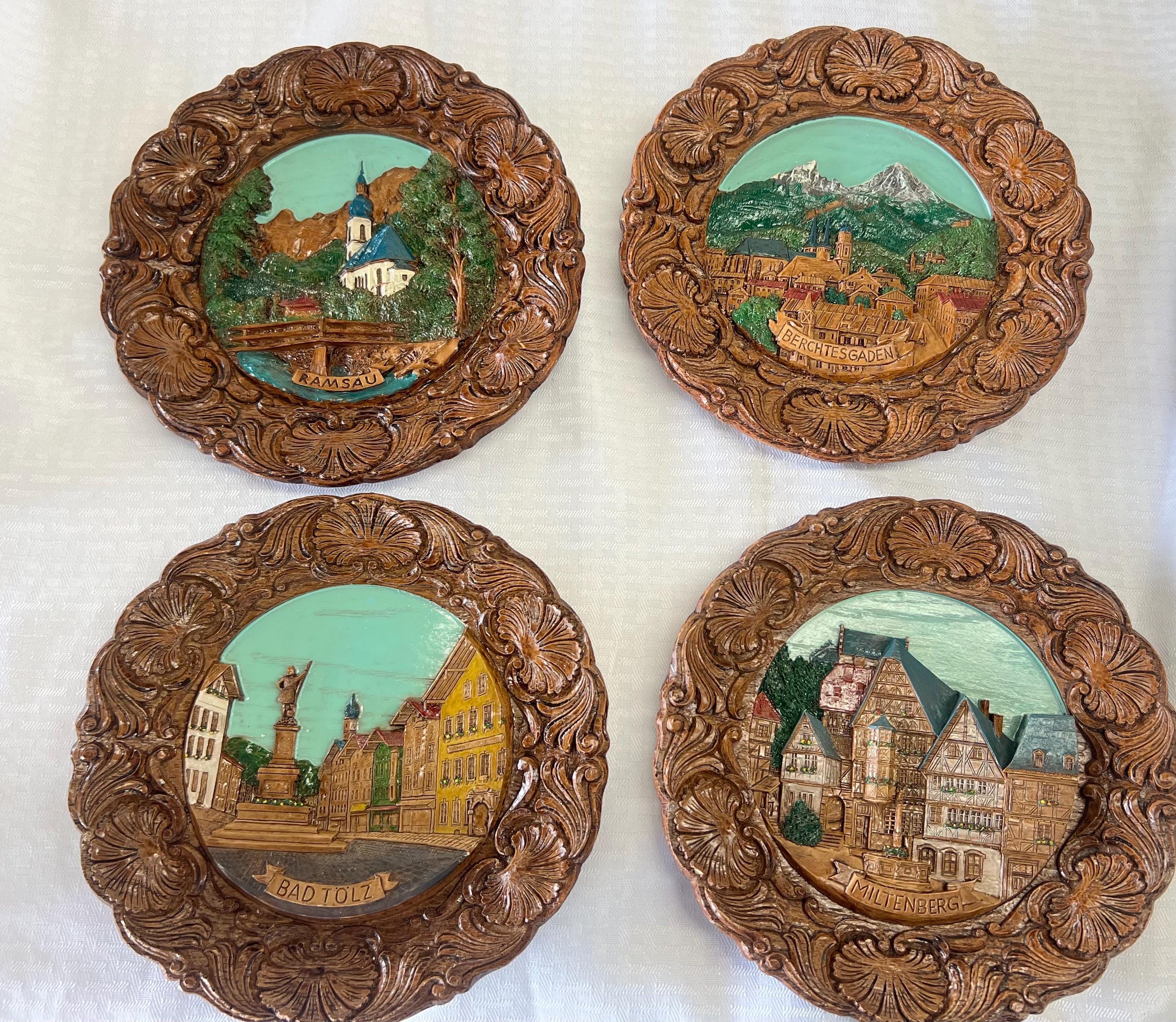 Handgemalt 3d Resin Wood German Plates / Ramsau / Berchtesgaden