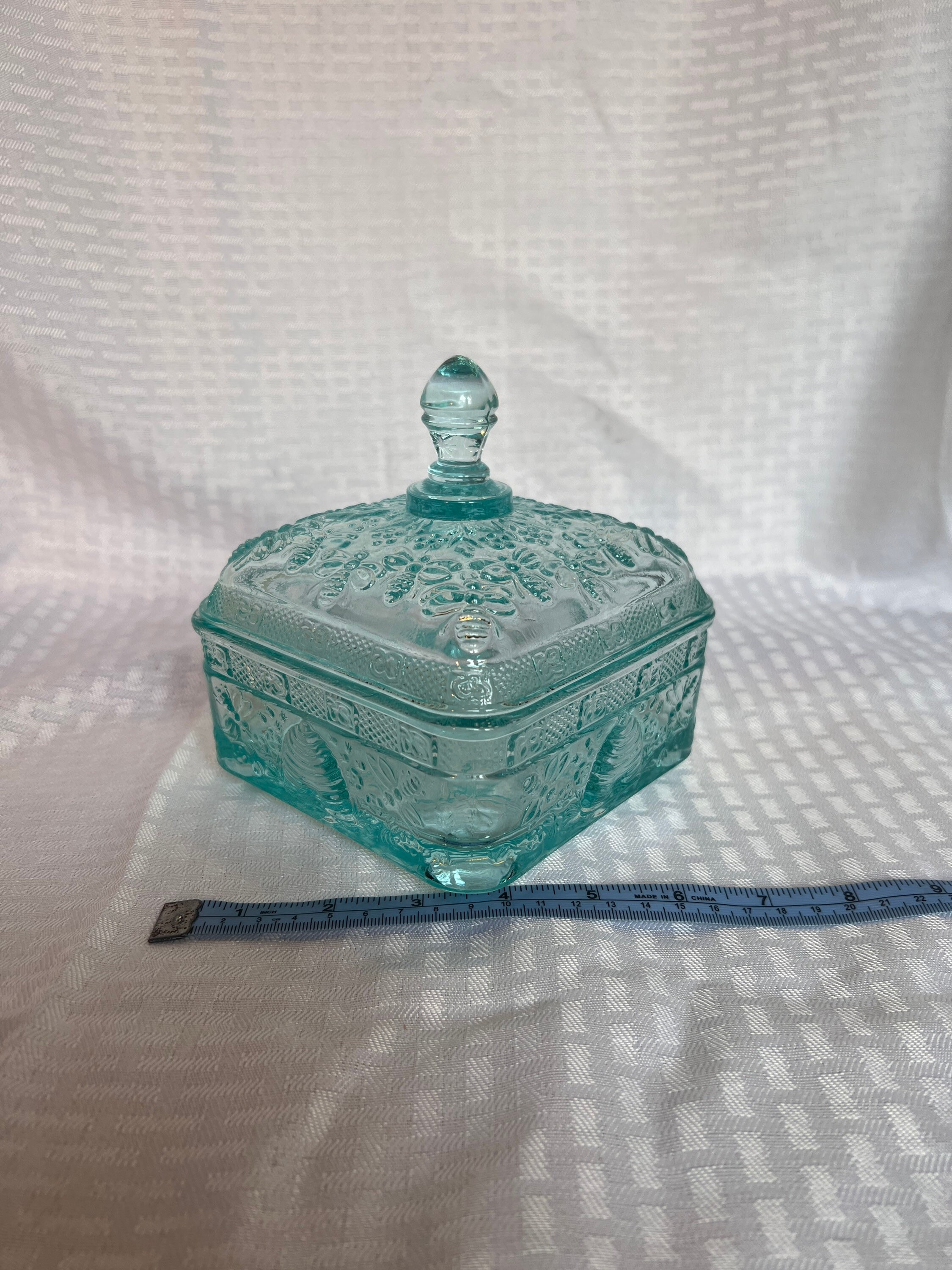 Teal / Aqua Tiara Honey Bee Candy Dish by Indiana Glass Etsy