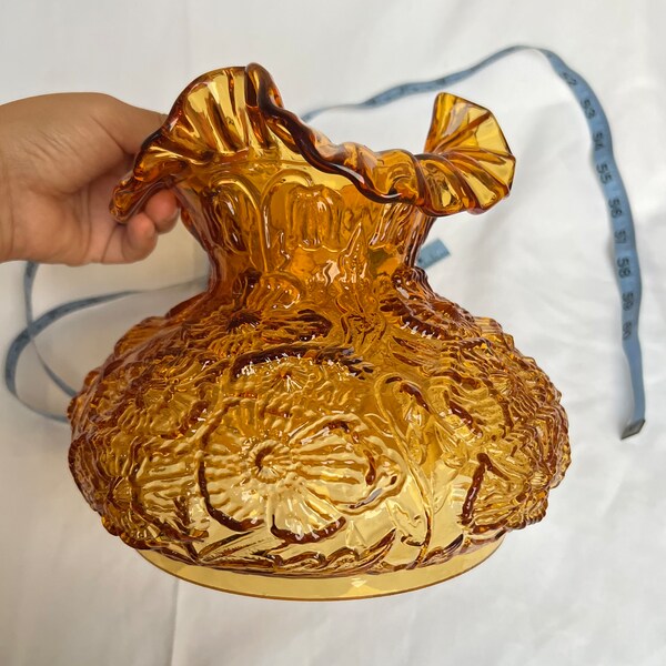 Fenton Amber Puff Poppy with Ruffles Replacement Gone with the Wind lamp Shade