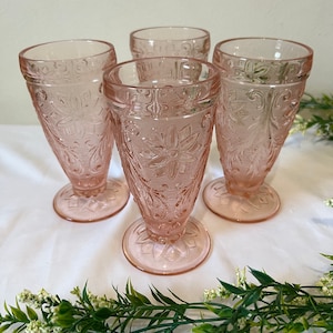 set of 4 Pink Vintage Tiara Indiana glass Company tumblers