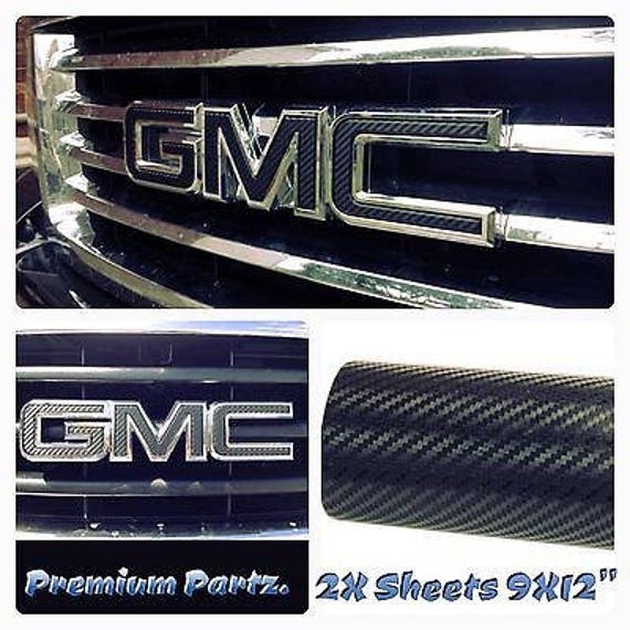 GMC CARBON FIBER Emblem Badge Overlay Vinyl Sheets Decal Sticker Wrap U