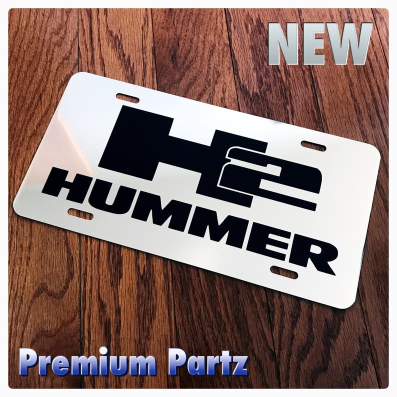 Hummer H3 License Plate Frame Chrome Metal Chrome Text Carbon Fiber Details