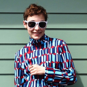 Amazing 70s Vintage Bradley Polyester Geometric Print Tunic Swinger Hippie Mod Squad 1970s Style