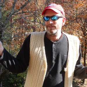 70s Funky Vintage Hand-Knit Chunky Vest Fisherman Style Boho
