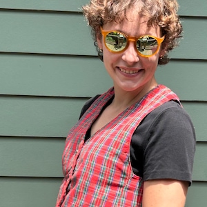 Chaleco a cuadros rojo vintage Chaleco navideño de tartán rojo Chaleco a cuadros rojo y verde