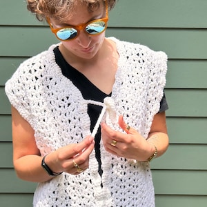 1970s Crocheted Vest - White Vest Handmade 70s Vest Crocheted Vest Vintage Vest