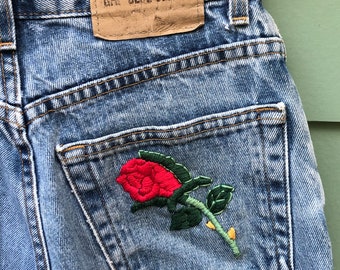 90s Embroidered Jeans Gap High Rise Classic Fit Size 4 Rose Embroidered Jeans Gap Jeans 1990s Gap Jeans