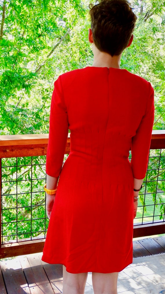 Vintage Designer Fiandaca  Red Dress Pleated Red … - image 3