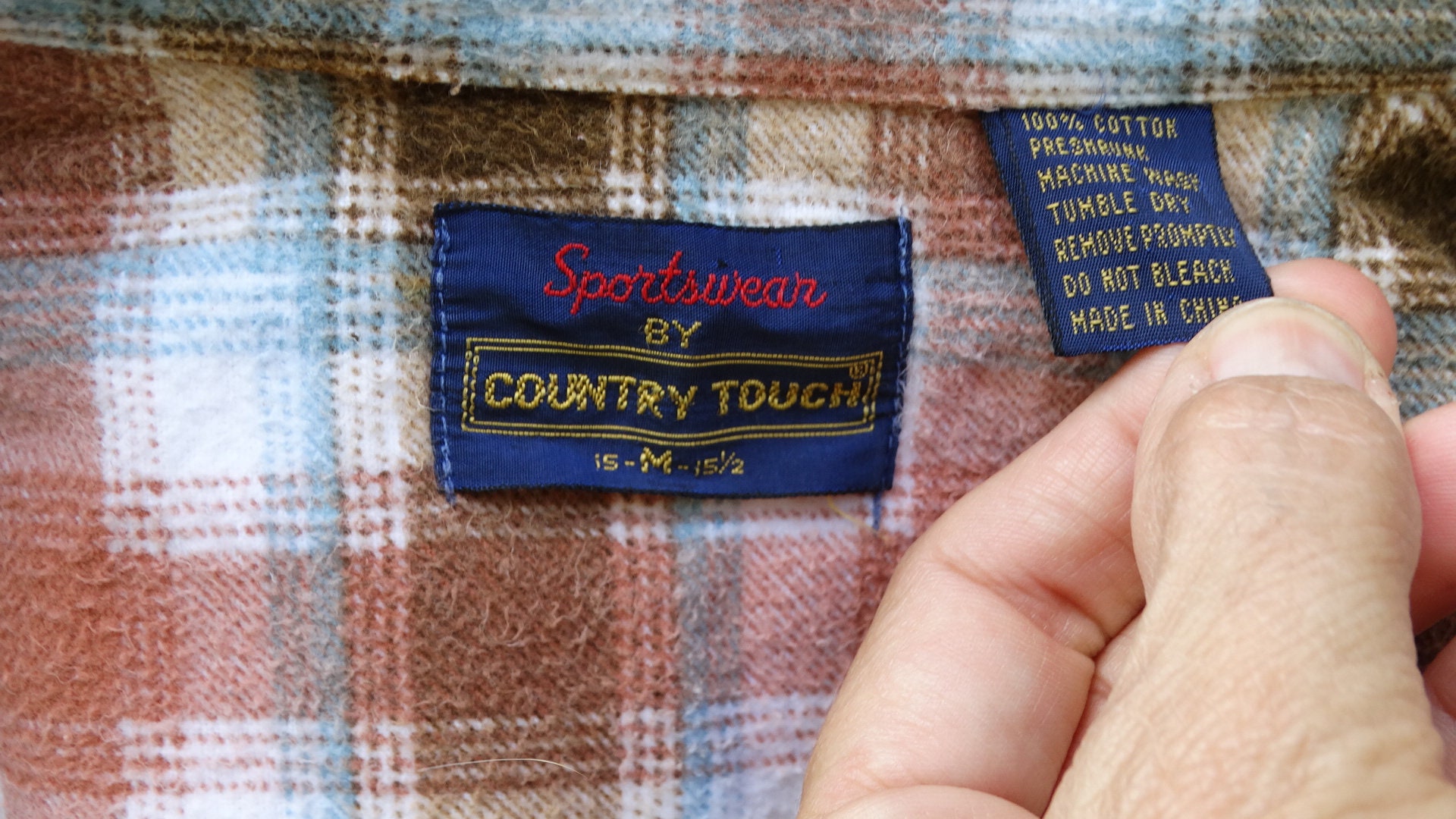 Vintage Sportswear by Country Touch Plaid Flannel Shirt M 15-15.5 Plannel 