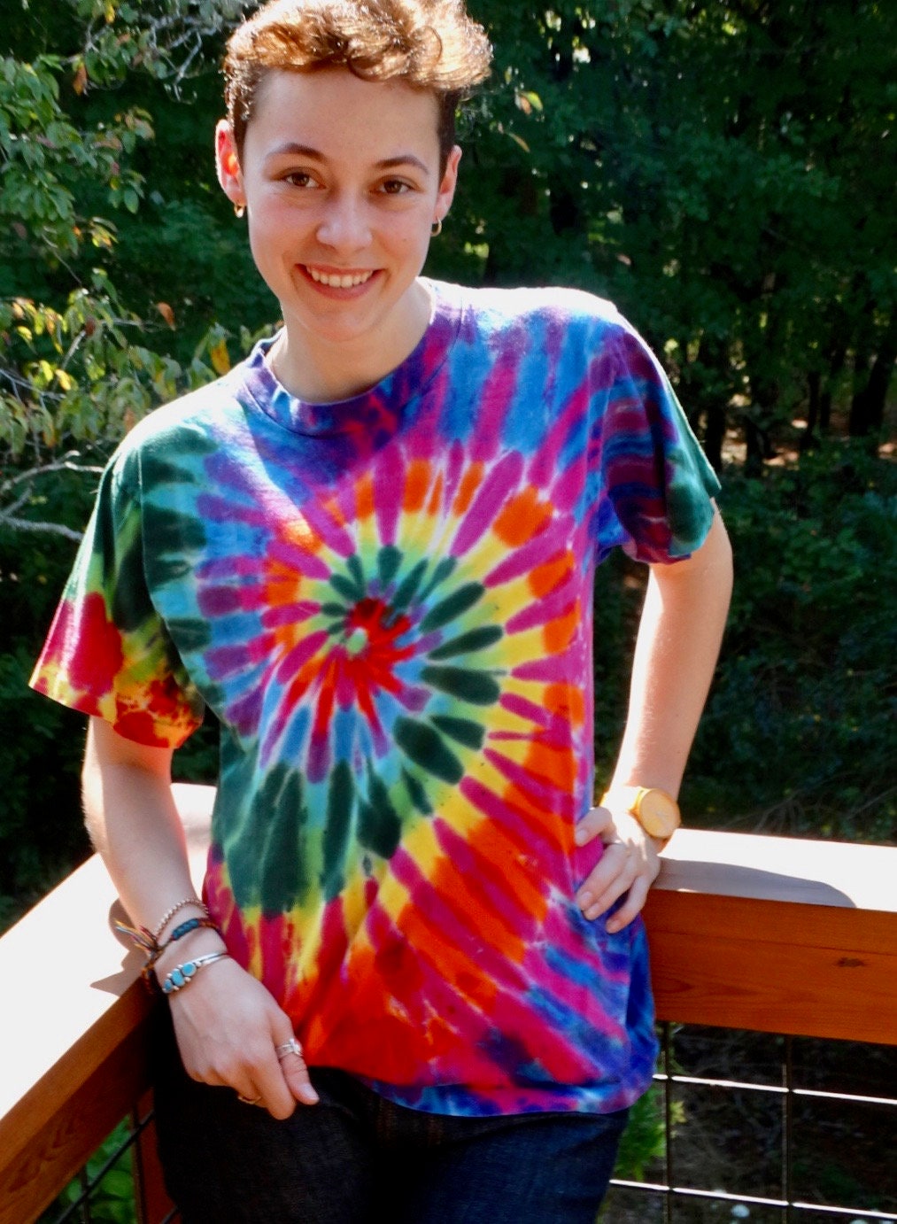 Vintage Rainbow Spiral Tie Dye Tshirt Size S M Hippie Vintage Rainbow Spiral Tie Dye Tshirt Size S M Hippie