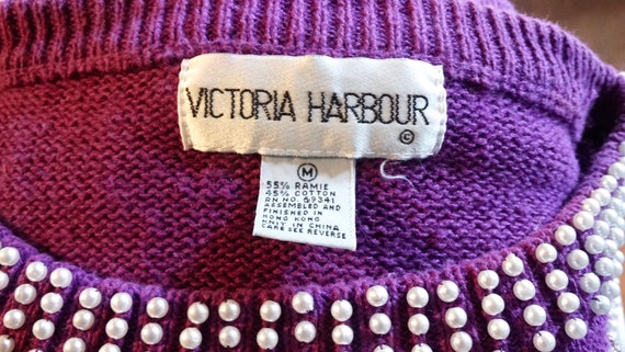 Vintage 80s Victoria Harbour Purple Beaded Oversi… - image 9