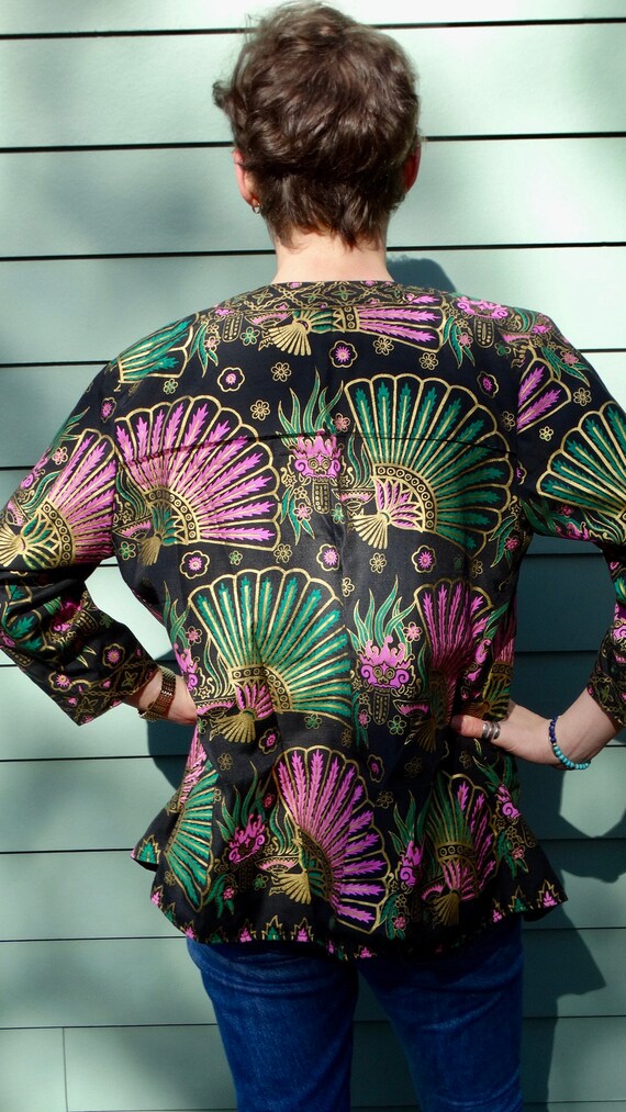 Vintage Kimono Style Jacket Asian Dragon Gold Met… - image 5