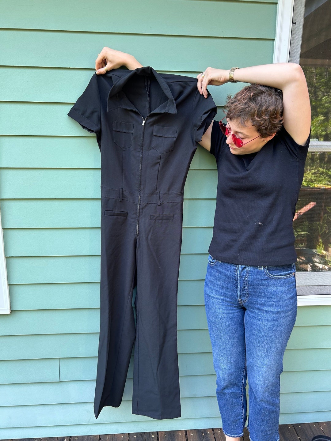 Vintage Guess Jumpsuit Size 9 Black Jumpsuit Guess USA Etsy