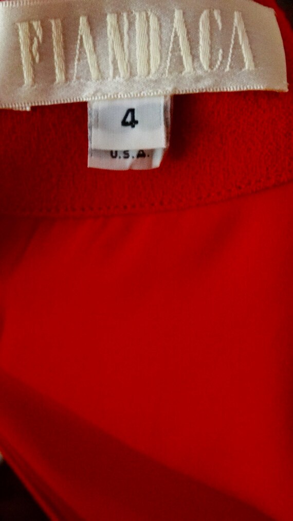 Vintage Designer Fiandaca  Red Dress Pleated Red … - image 6