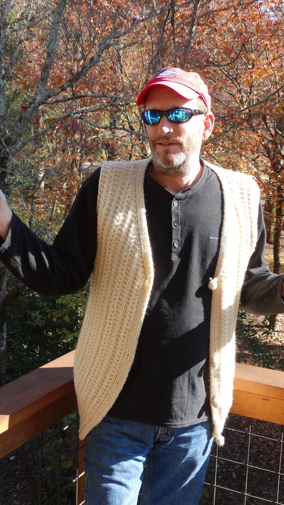 70s Funky Vintage Hand-Knit Chunky Vest Fisherman 