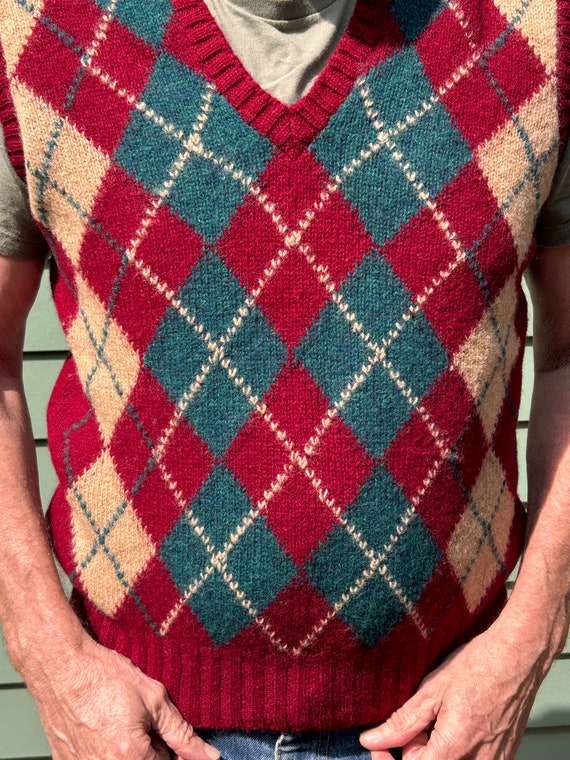 60s-70s Shetland Wool Argyle Vest Made in Scotlan… - image 5