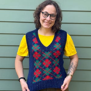 Cute 80s Vest - 1980s Sweater Vest Sheridan Unique Size M Vintage Vest - Knit Vest 80s Vintage