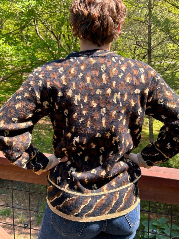 80s Leopard Print Sweater Extra, Women's Size S 1… - image 3