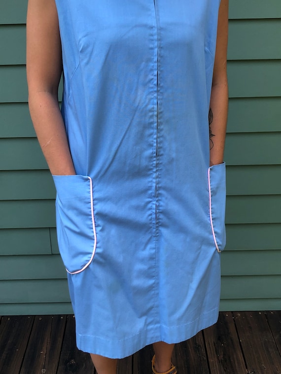 1970s Embroidered Smock Dress - 70s Housedress 70… - image 6