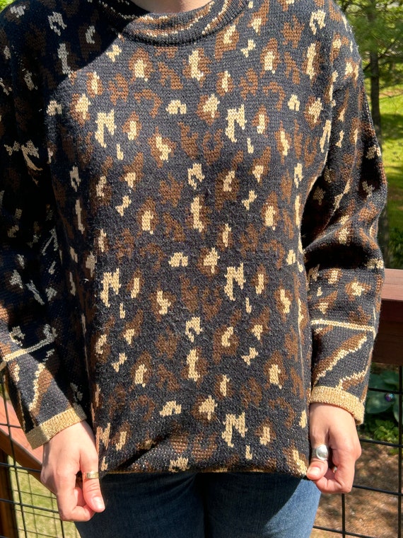 80s Leopard Print Sweater Extra, Women's Size S 1… - image 5